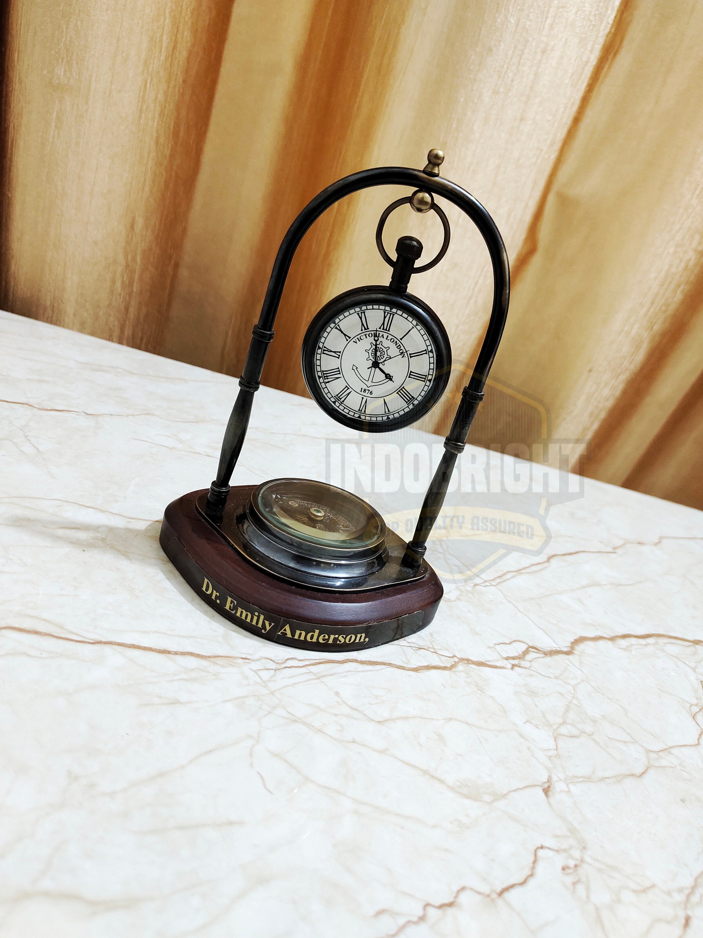 Personalized Table Clock With Compass Gift for Mens Birthday Gifts for ...