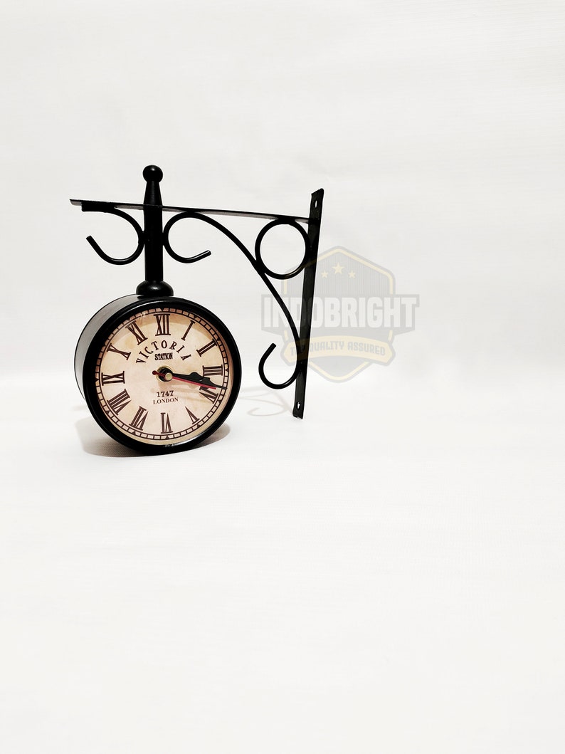 Victoria Station Wall Clock Double Sided Vintage Station Wall Clock for
