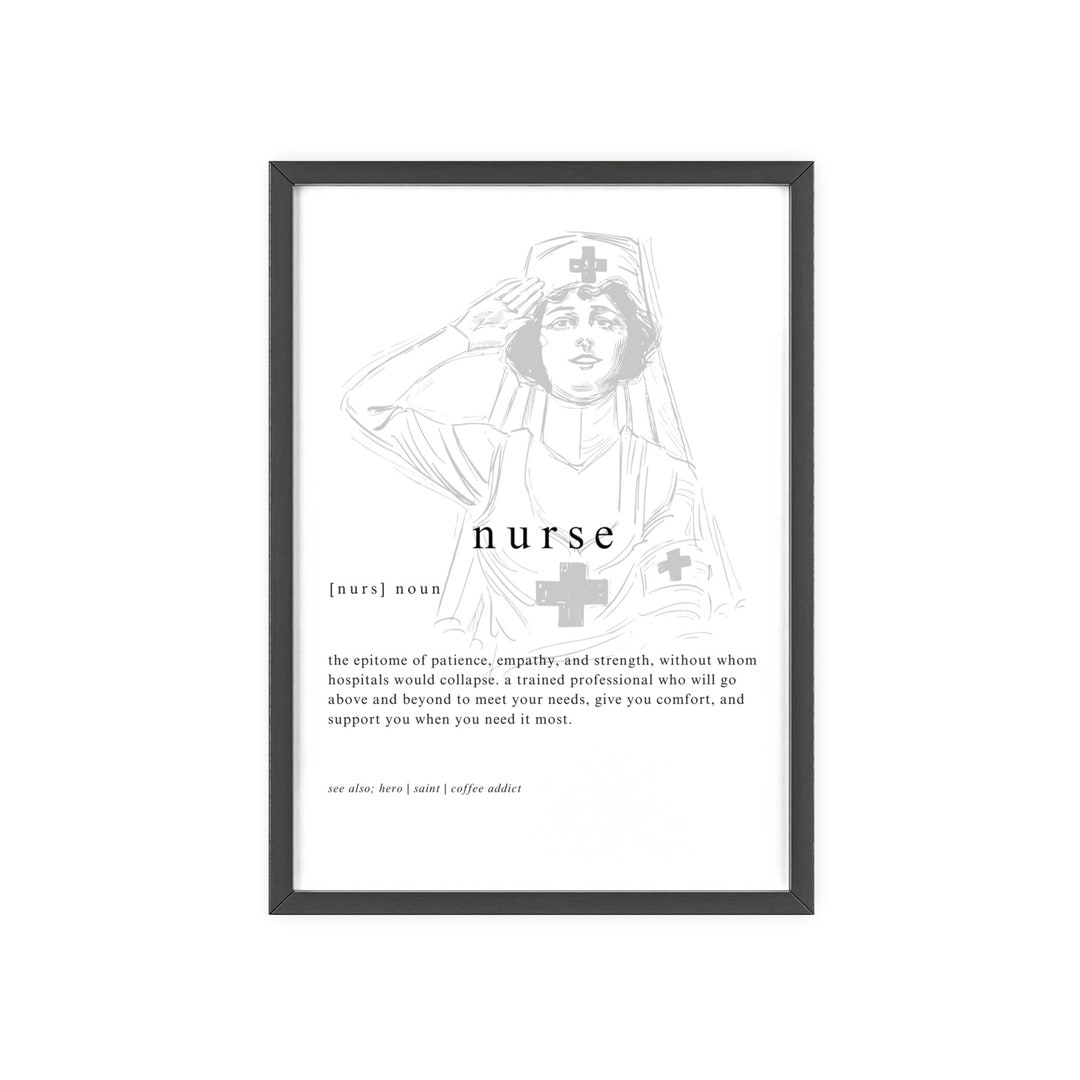 Nurse Definition Poster, Nurse Poster, Nurse Wall Art, Doctors Clinic