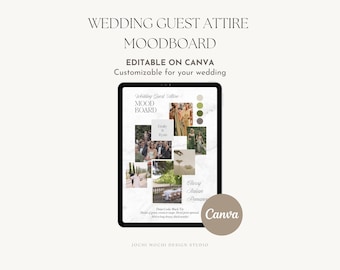 Wedding Guest Attire Details Card, Wedding Attire Card, Invitation Details Card, Canva Template, Dress Code Card Template, Wedding Moodboard
