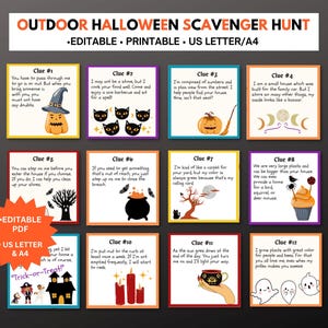 Búsqueda del tesoro de Halloween al aire libre editable, búsqueda del tesoro de &quot;Te han abucheado&quot;, premio de bolsa de abucheos, juego de fiesta de Halloween, descarga digital imprimible