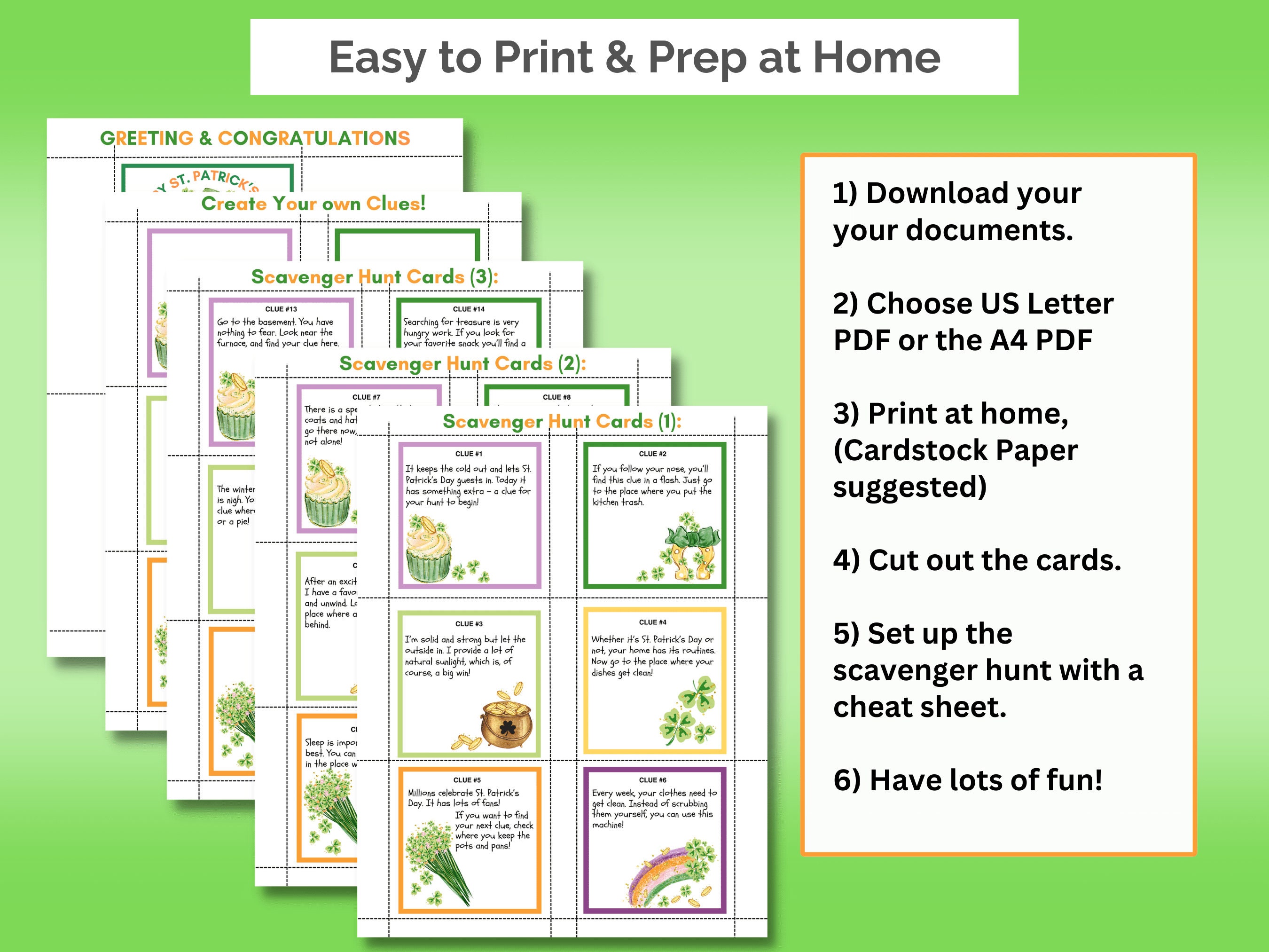 Editable Indoor St Patricks Day Scavenger Hunt for Kids | Printable ...