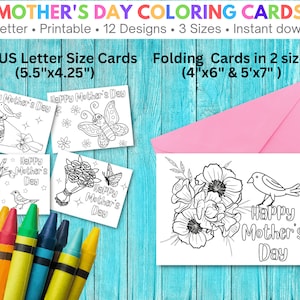 Pagina da colorare per la festa della mamma / Biglietti per la festa della mamma per la figlia / Fogli da colorare per feste / Fogli da colorare stampabili / Attività per la festa della mamma