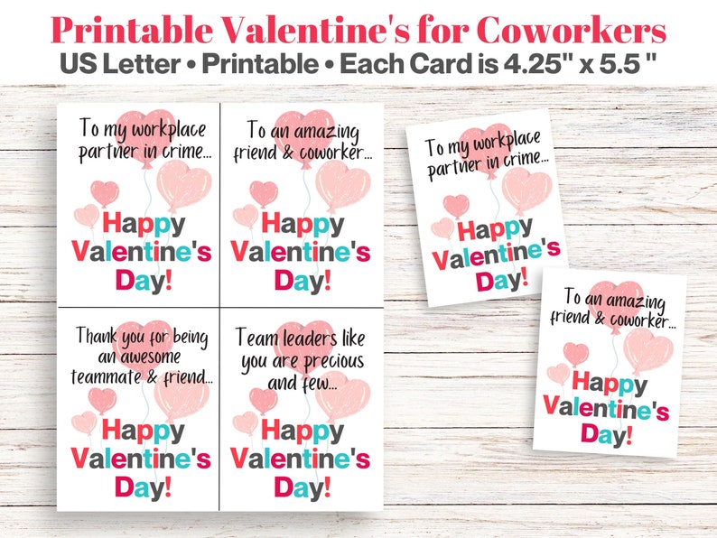 Printable Valentine's Cards for the Workplace - Etsy