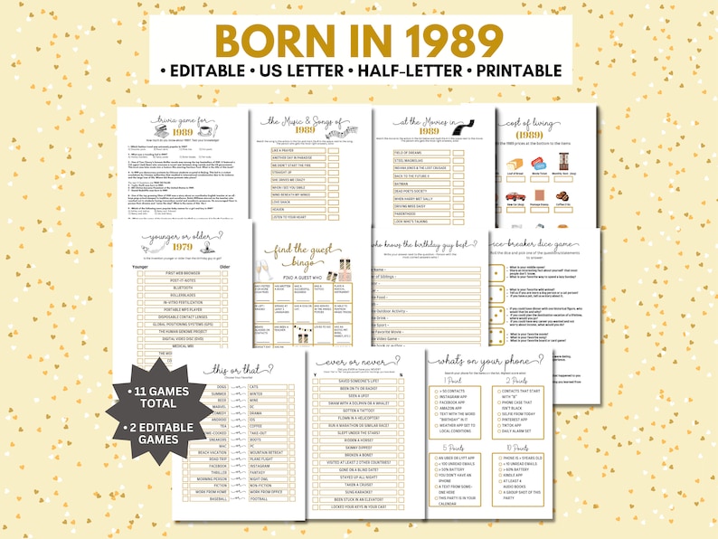 36th Birthday Party Games, Editable Thirty-sixth Birthday Party Games ...