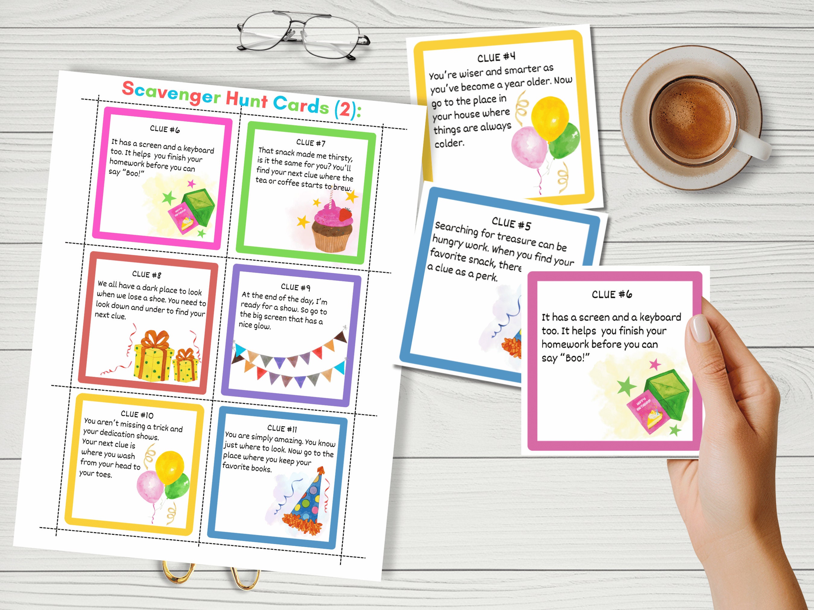 Editable Birthday Scavenger Hunt, Birthday Treasure Hunt for Kids and ...