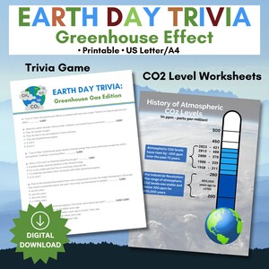 Earth Day Trivia Game - Greenhouse Gases | Climate Change Classroom | Climate Change Printable | Trivia game night | Earth Day Activities