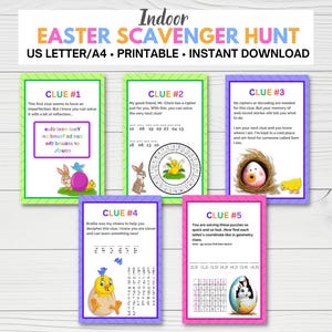 Editable Indoor Easter Scavenger Hunt for Kids and Teens, Printable Treasure Hunt, Easter Escape Room, Problem Solving Skills, Brain Teasers