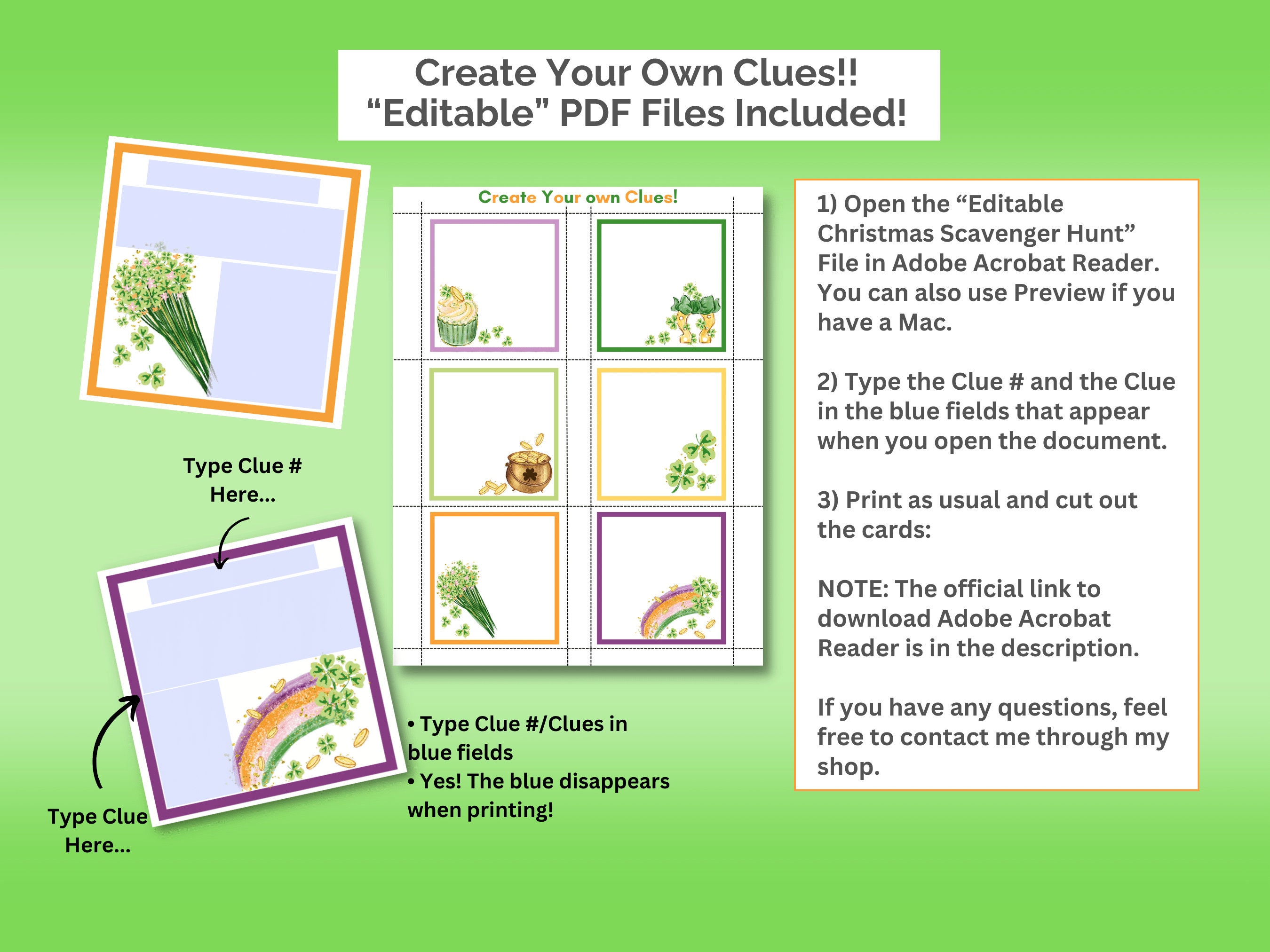 Editable Indoor St Patricks Day Scavenger Hunt for Kids | Printable ...