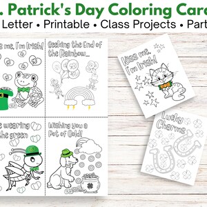 St Patricks Day Coloring Cards for Kids | Coloring pages for kids | St Patricks Day Coloring Pages | St Patricks Day Printables