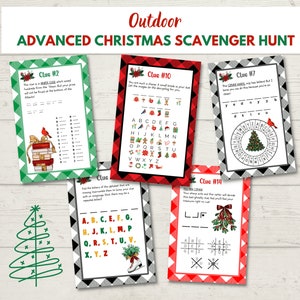 Outdoor Christmas Scavenger Hunt for older kids | Printable Treasure Hunt | Holiday Christmas Party Games | Scavenger hunt for teens
