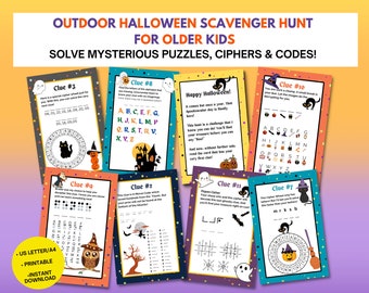 Outdoor Halloween Scavenger Hunt for older kids | Party Game and Treasure Hunt |  Scavenger hunt for Tweens Teens and older kids