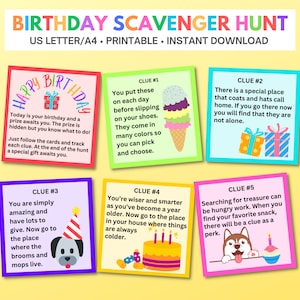 Birthday Scavenger Hunt for kids, tweens, teens | Birthday Treasure Hunt for kids | Scavenger Hunt for Kids & Teens|  Indoor Scavenger Hunt