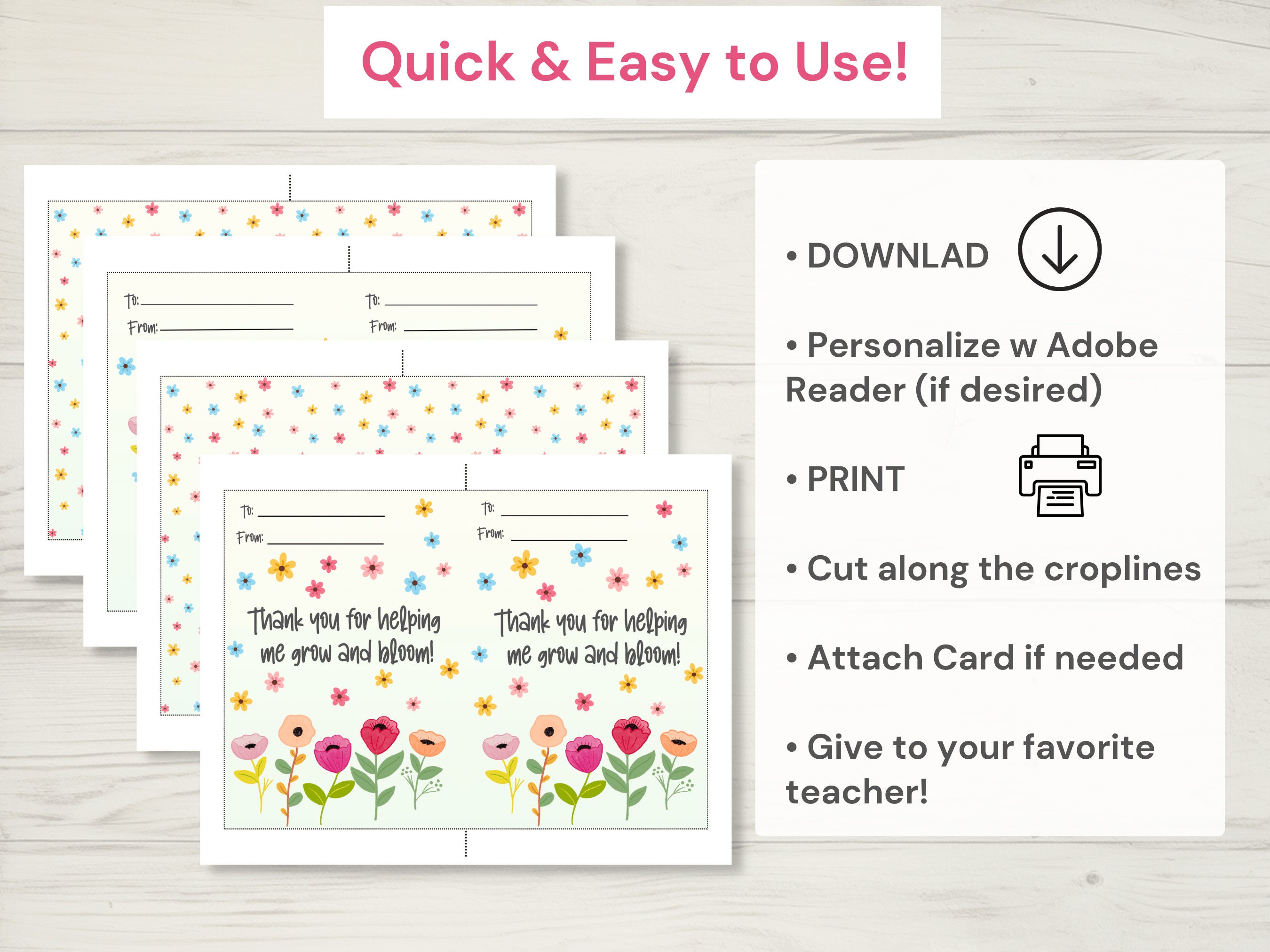 Editable Teacher Appreciation Week Gift Card Holder, Personalized End ...