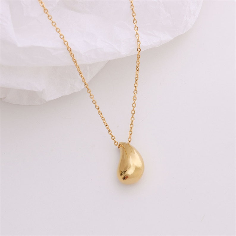 Gold Teardrop Necklace Rose Gold Teardrop Pendant Silver Etsy