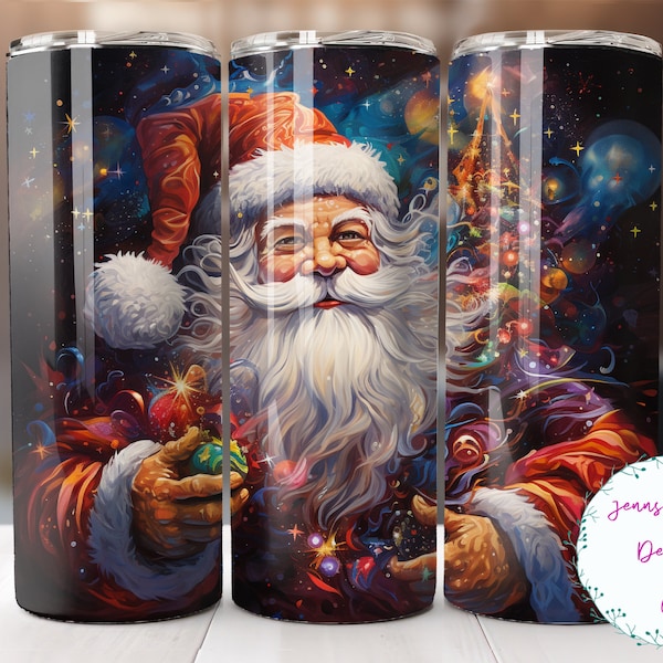 Classic Santa Claus, Christmas 20 oz Skinny Tumbler Sublimation Design Digital Download PNG Instant DIGITAL ONLY, Straight tumbler wrap.