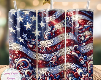 Abstract Glitter American Flag, 4th of July 20 oz Skinny Tumbler Sublimation Design Digital Download PNG Instant DIGITAL ONLY, Tumbler Wrap