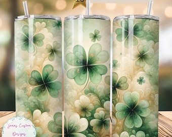 St. Patrick's Day Shamrocks 20 oz Skinny Tumbler Design de sublimação Download digital PNG Instantâneo SOMENTE DIGITAL, St. Patrick's Tumbler Wrap