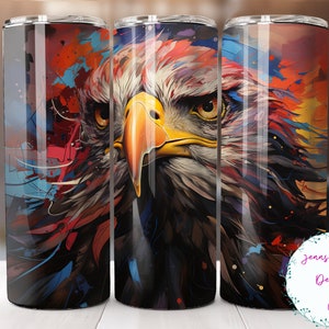 Patriotic American Bald Eagle 20oz Skinny Tumbler Sublimation Design Digital Download PNG Instant DIGITAL ONLY, Straight Eagle tumbler wrap