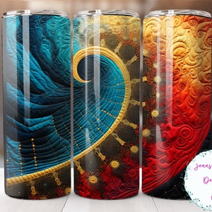 Quilted Swirling Pattern 20 oz Skinny Tumbler Sublimation Design Digital Download PNG Instant DIGITAL ONLY, Straight Quilted tumbler wrap.