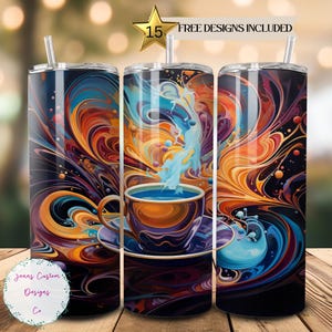 FunAbstract Coffee 20 oz Skinny Tumbler Sublimation Design Digital Download PNG Instant DIGITAL ONLY, Straight coffee lover tumbler wrap.