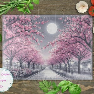 桜が咲く、桜のカッティングボードデザインのダウンロード、日本のカッティングボードPNG、カッティングボードの印刷可能なPNG、カッティングボードPNG