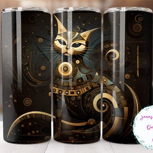 Egyptian Cat 20 oz Skinny Tumbler Sublimation Design Digital Download PNG Instant DIGITAL ONLY, Straight Cat tumbler wrap.