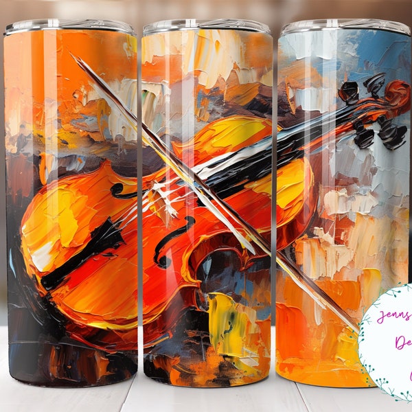 Colorful Violin, Viola, Stringed Instrument, Orchestra 20 oz Skinny Tumbler Sublimation Design Digital Download PNG Instant DIGITAL ONLY