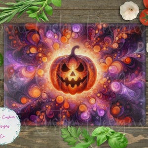 Halloween Jack O Lantern Cutting Board Design Download, Halloween Cutting Board PNG, Cutting Board Printable PNG, Floral Cutting Board PNG