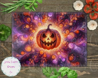 Halloween Jack O Lantern Cutting Board Design Download, Halloween Cutting Board PNG, Cutting Board Printable PNG, Floral Cutting Board PNG