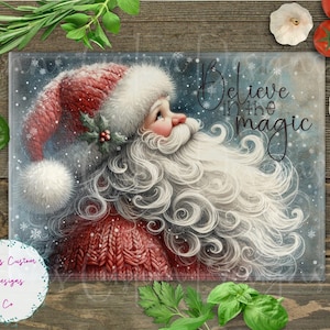 Believe in the Magic, Santa Claus Cutting Board Design Download, Bird Cutting Board PNG, Cutting Board Printable PNG, Cutting Board PNG