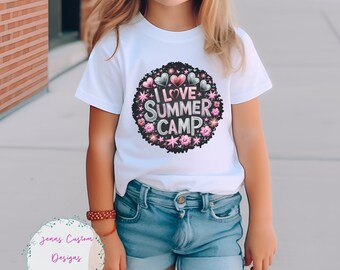 I Love Summer Camp PNG Image, Summer Camp Girls Shirt Design, Colorful Summer Camp shirt PNG, Sublimation Designs Download, PNG File