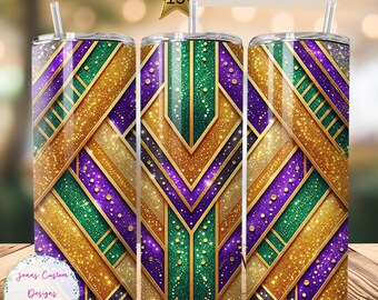 Mardi Gras, Fat Tuesday Skinny Tumbler Sublimação Design Digital Download PNG Instantâneo SOMENTE DIGITAL, Mardi Gras Glitter Tumbler Wrap