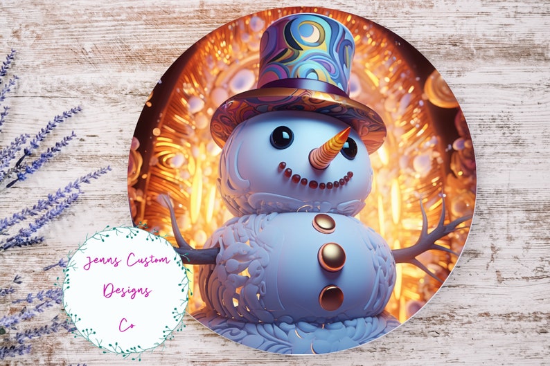 Colorful Snowman Sublimation Round Door Hanger Design PNG, Sublimation ...