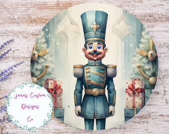 Traditional Nutcracker Pastel Sublimation Round Door Hanger Design PNG, Sublimation Design for 12 Inch Round, Digital Download ONLY PNG