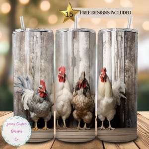 Farmhouse Chickens 20oz Skinny Tumbler Sublimation Design Digital Download PNG Instant DIGITAL ONLY, Straight Chicken Lover tumbler wrap