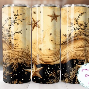 Abstract Watercolor Starfish 20 oz Skinny Tumbler Sublimation Design Digital Download PNG Instant DIGITAL ONLY, Straight Beach tumbler wrap.