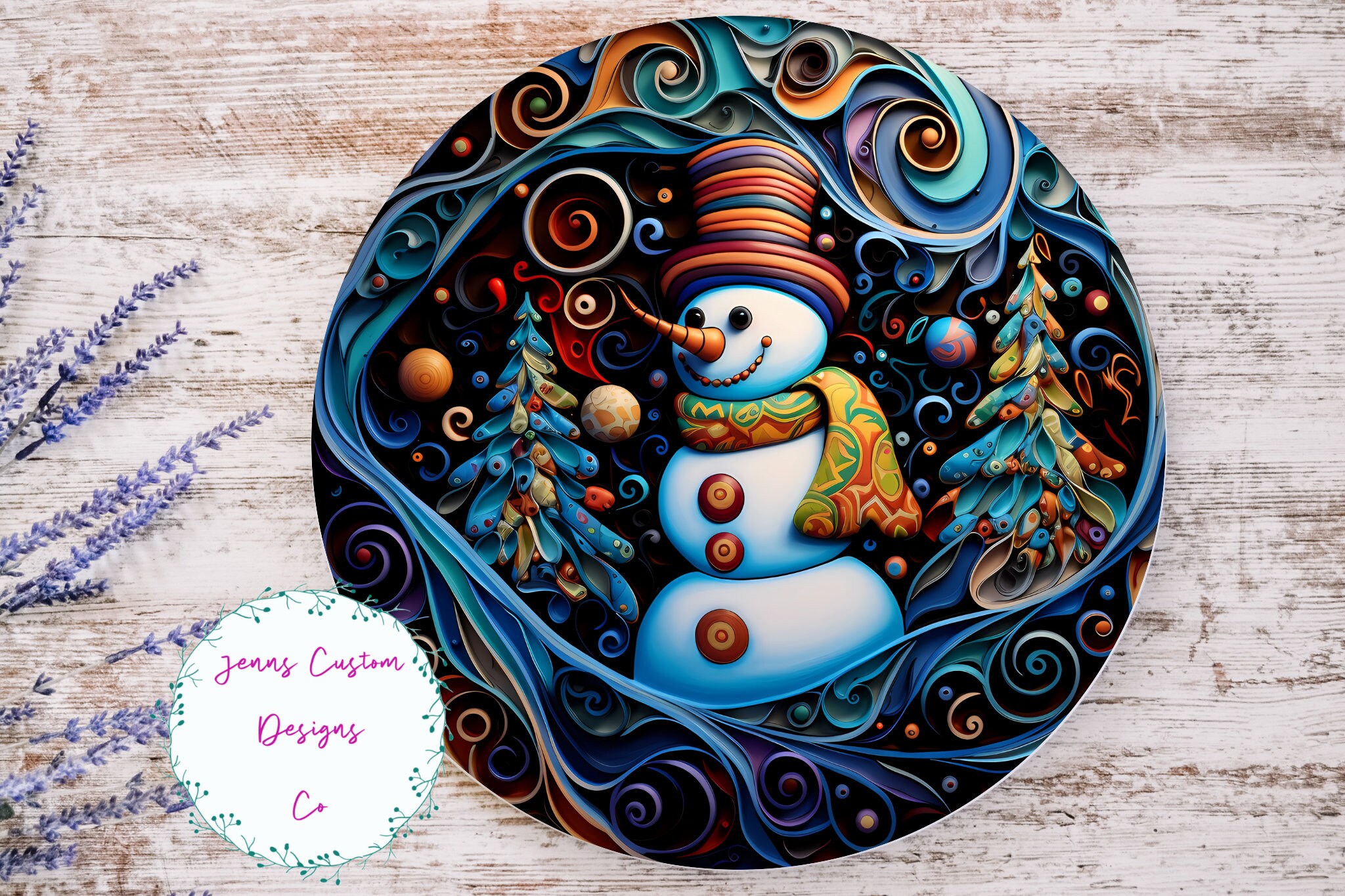 Cute Snowman Sublimation Round Door Hanger Design PNG, Sublimation ...