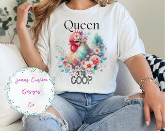 Chicken, Queen of the Coop, Chicken Lover, Chicken and Flowers, Instant Download, Digital Download, Shirt Design, Mug Design, Graphic Art