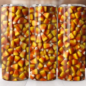 Candy corn, Halloween 20 oz Skinny Tumbler Sublimation Design Digital Download PNG Instant DIGITAL ONLY, Straight tumbler wrap.