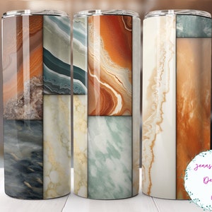 Mármol de patchwork abstracto, tonos tierra 20oz flaco vaso sublimación diseño descarga digital PNG instantáneo DIGITAL SOLAMENTE, envoltura de vaso