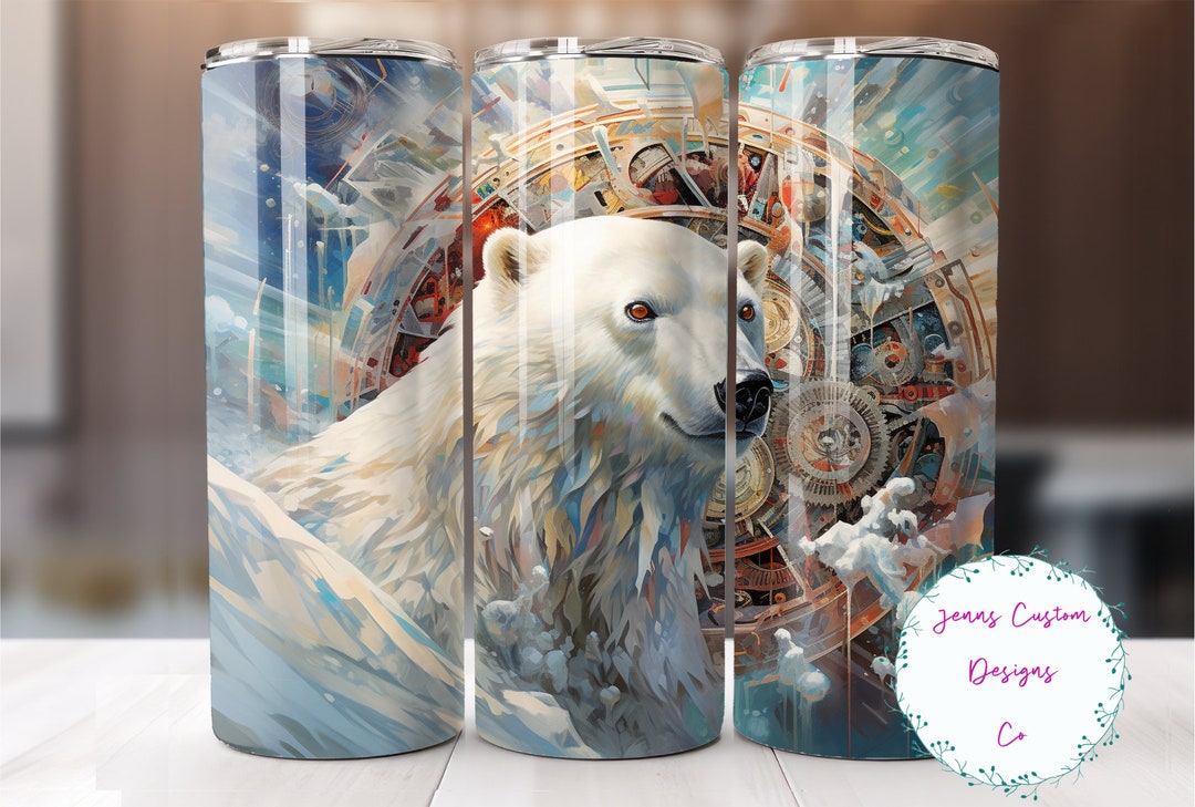 Celestial Polar Bear 20 Oz Skinny Tumbler Sublimation Design Digital ...