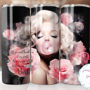 Marilyn Monroe Blowing Bubble 20oz Skinny Tumbler Sublimation Design Digital Download PNG Instant DIGITAL ONLY, Straight Tumbler Wrap