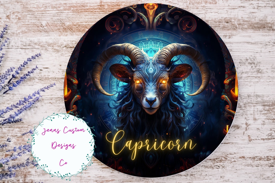 Capricorn Zodiac Sign Sublimation Round Door Hanger Design PNG