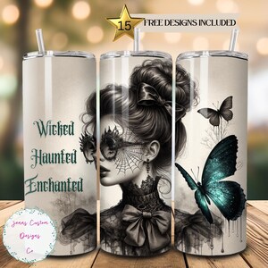 Goth Girl, Wicked, Haunted, Enchanted, Halloween Skinny Tumbler Sublimation Design Digital Download PNG Instant DIGITAL ONLY, Tumbler Wrap