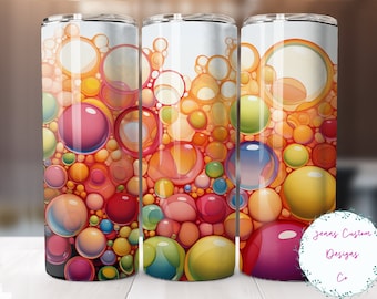 Amusant motif bulles colorées 20 oz gobelet skinny sublimation design téléchargement numérique PNG NUMÉRIQUE instantané uniquement, emballage de gobelet abstrait droit
