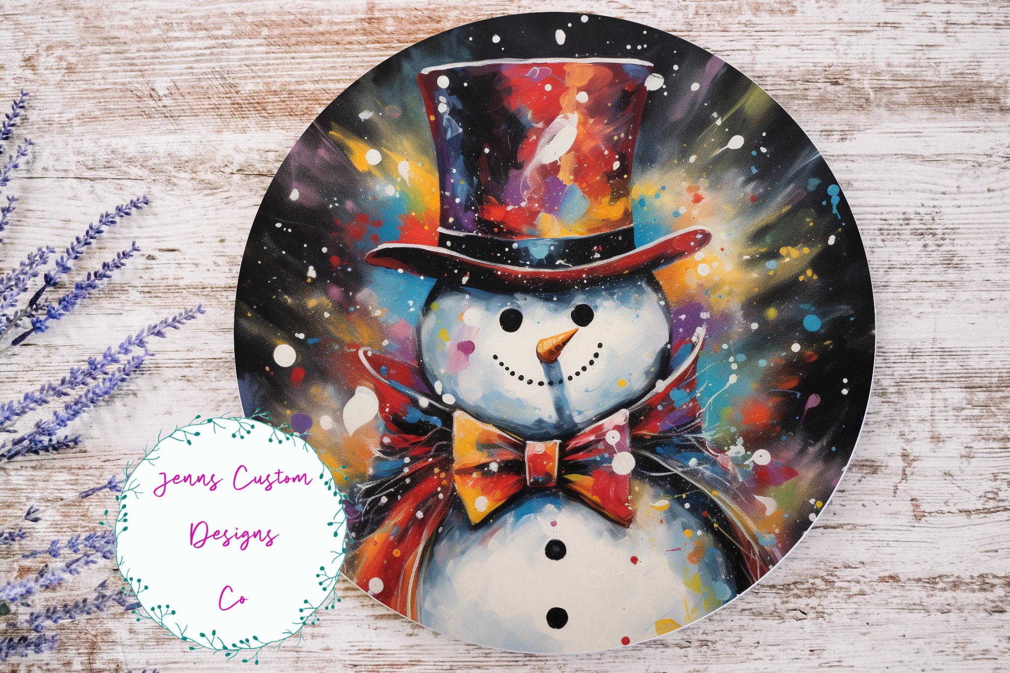 Colorful Snowman Sublimation Round Door Hanger Design PNG, Sublimation ...