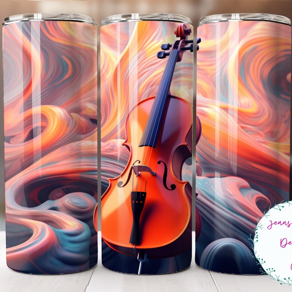 Colorful Cello, Stringed Instrument, Orchestra 20oz Skinny Tumbler Sublimation Design Digital Download PNG Instant DIGITAL ONLY