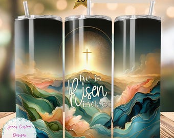 Páscoa Ele ressuscitou, Páscoa cristã Skinny Tumbler Sublimação Design Digital Download PNG Instantâneo SOMENTE DIGITAL, Envoltório Religioso Tumbler