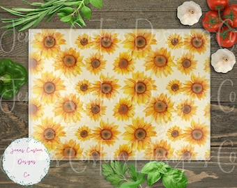 Sunflowers, Cutting Board Design Download, Floral Cutting Board PNG, Cutting Board Printable PNG, Summer Flowers Cutting Board PNG